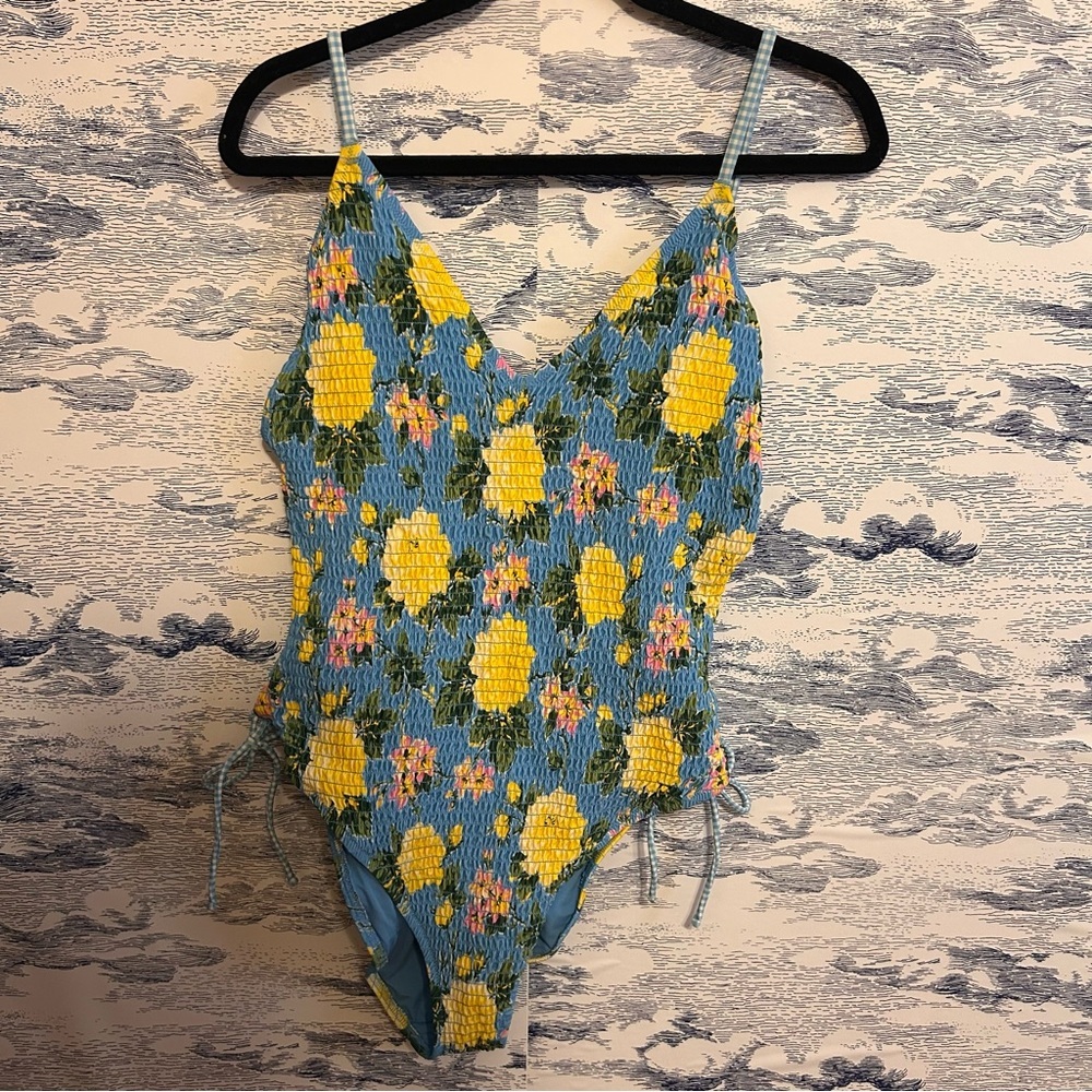 Aerie • Floral Blue One-Piece Swimsuit - Picture 3 of 7
